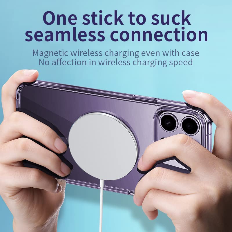Yzoiko Strong Magnetic Clear For Iphone 14 Pro Max Case [10Ft Military Grade Protection] Compatible With Magsafe Shockproof Slim