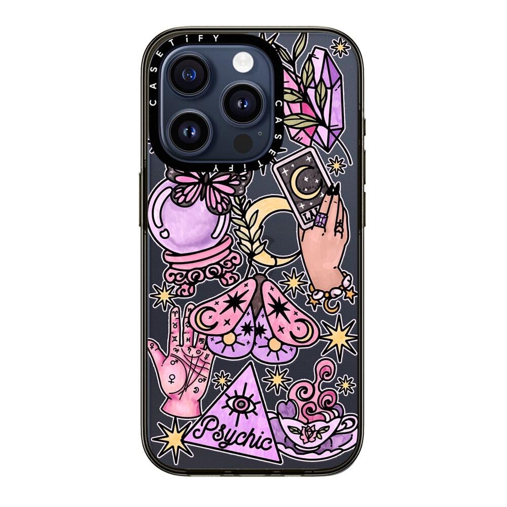 Casetify Compact Iphone 15 Pro Case [2X Military Grade Drop Tested / 4Ft Drop Protection]   Whimsical Witch   Clear Black