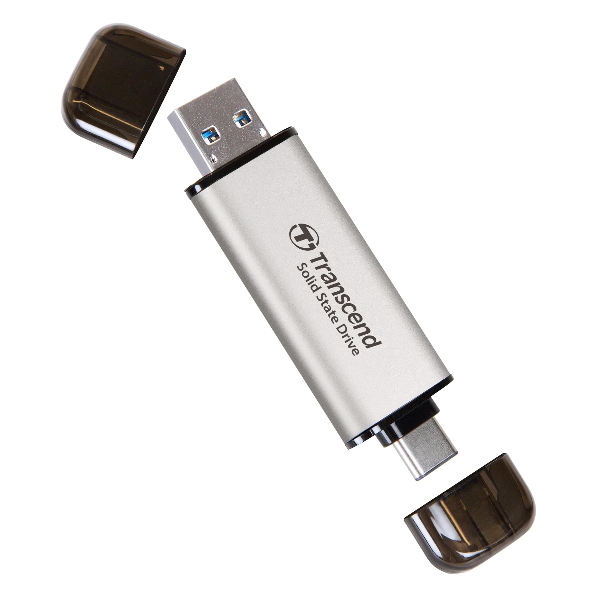 Transcend 1Tb External Portable Ssd, Esd310S, Usb 10Gbps, Type C/A, RUp To 1,050 Mb/S, Smallest Ssd, Silver (Ts1Tesd310S)