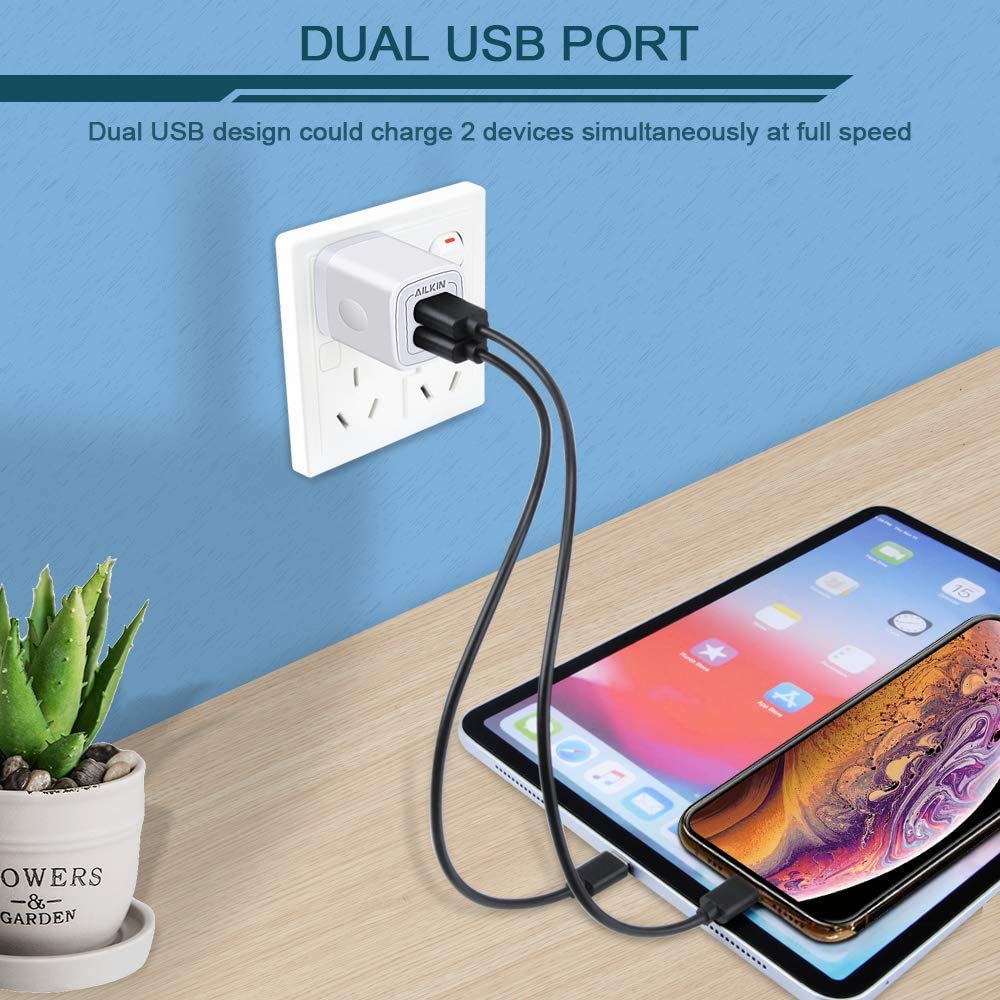 ?5Pcs? Usb Plug, Wall Charger Fast Charging Block, Power Adapter Cube 2 Port Charge Travel Brick Cell Quick Chargers Box Cargado