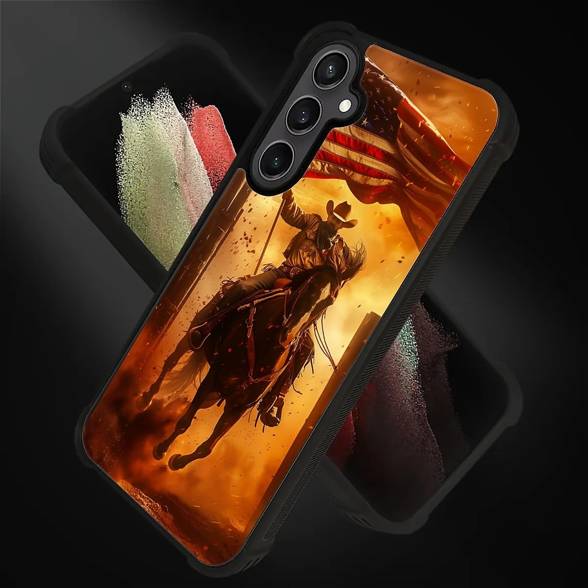 Carloca Compatible With Samsung Galaxy S23 Fe Case, Horse American Flag Cowboy Pattern For Girl Ultra Protection Shockproof Soft