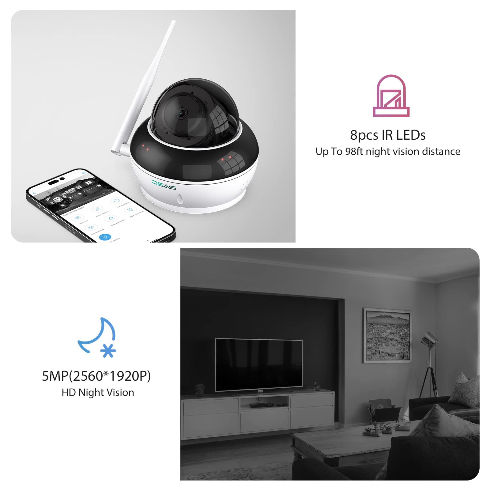 Sv3C Ptz Security Camera Outdoor Wifi Dome Camera Indoor 5Mp With Auto Tracking Infrared Night Vision 2 Way Audio Motion Detecti