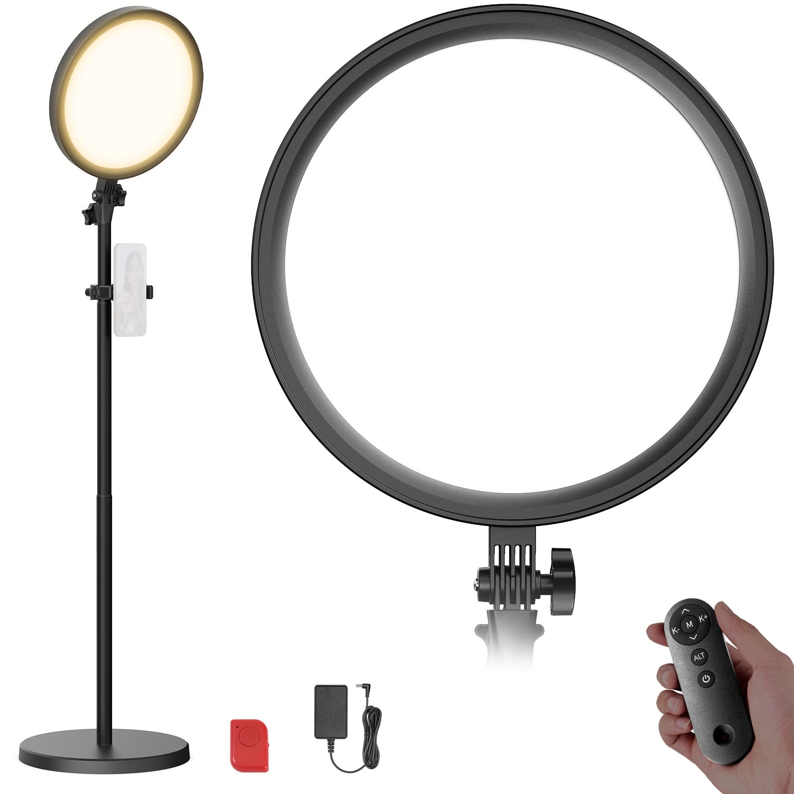 NEEWER Basics 12 24W Large Ring Light with 68 Stand/Phone Holder/Remote for iPhone Video Recording Selfie Streaming Makeup Studi
