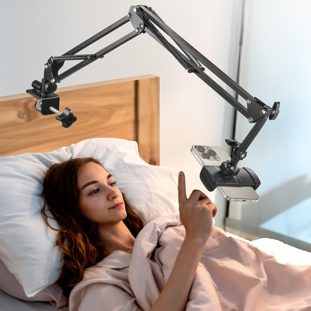 Awlbstruse Phone Holder for Bed, Cell Phone Bed Stand Holder for Desk, Headboard, Bed, Bedside, Table, Compatible with iPhone 16
