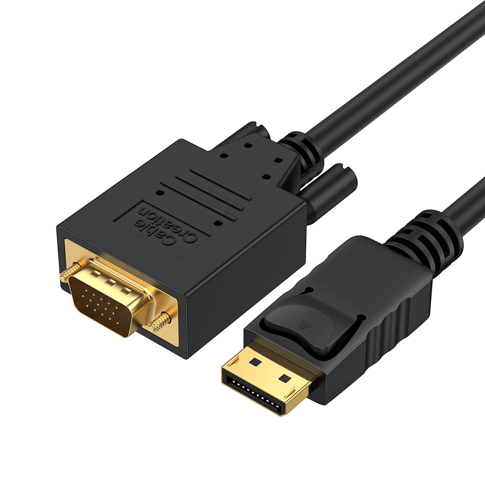 Cablecreation Displayport To Vga Cable 6Ft, Displayport To Vga Adapter Gold Plated 1080P@60Hz, Standard Dp Male To Vga Male Cabl