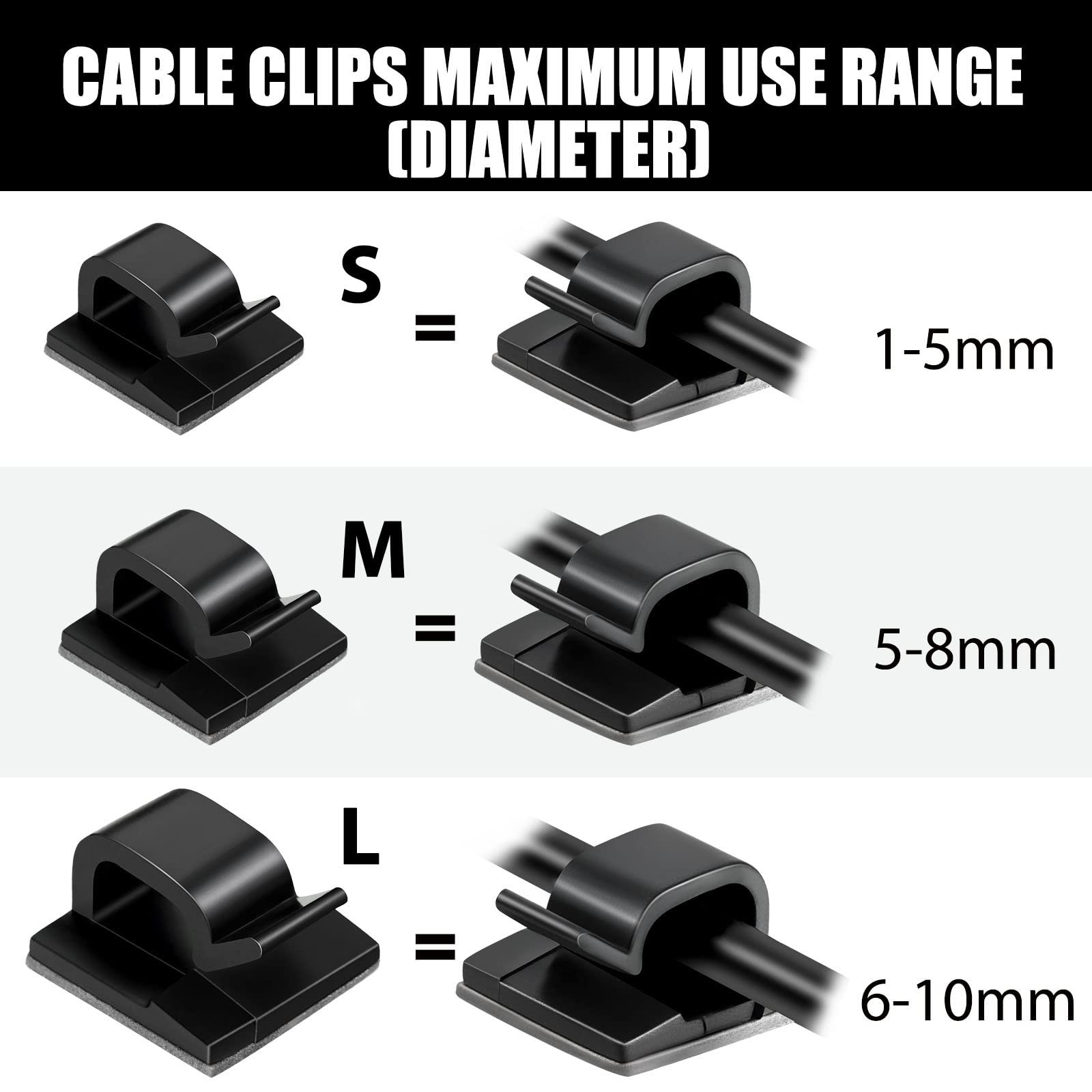 Blulu 100 Pcs Adhesive Cable Clips Light Clip Upgraded Wall Wire Holder For Cable Management Wall Under Desk Christmas Lights(Sm