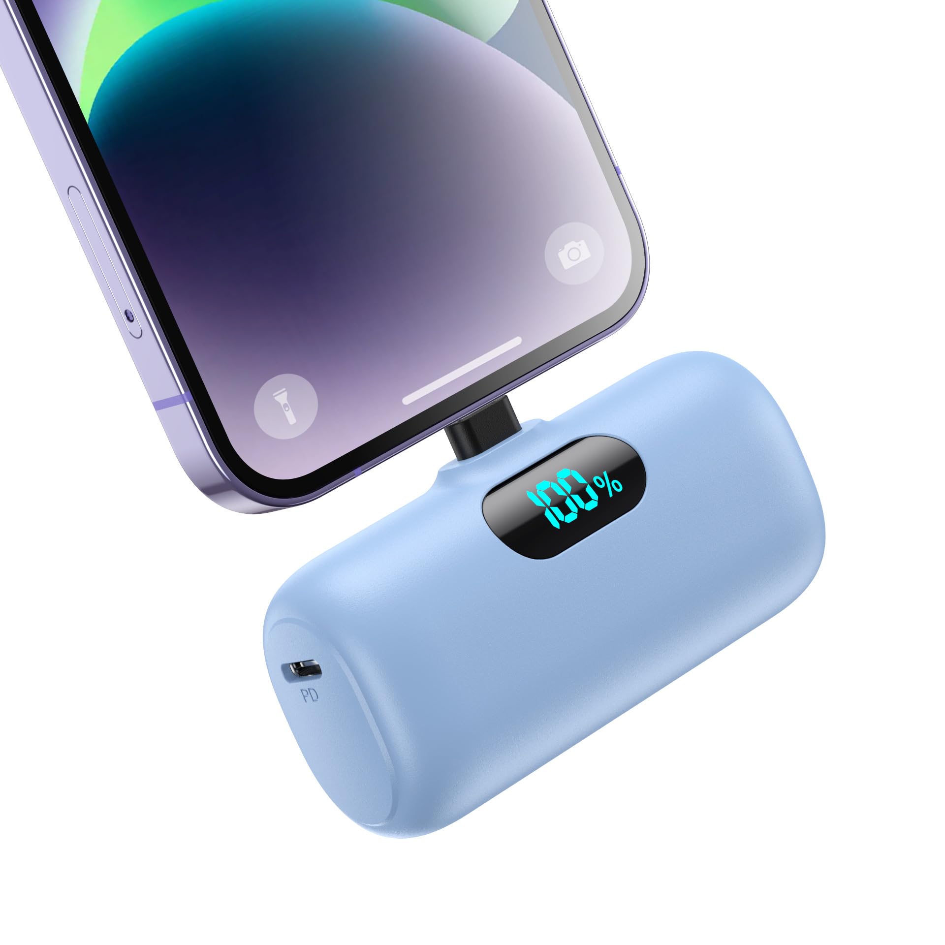 Small Portable Charger For Iphone,Upgraded 5000Mah Pd Fast Charging Power Bank,Mini Plug In Battery Pack Backup Charger Compatib