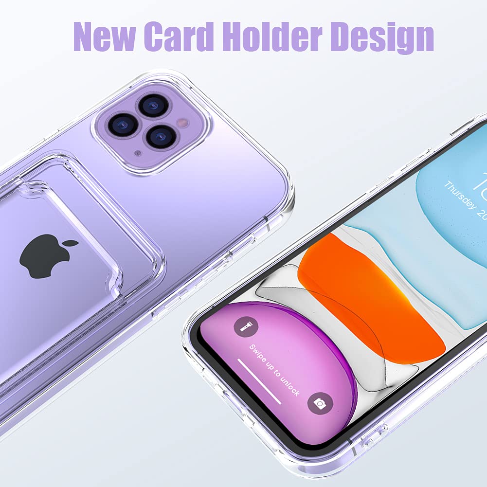 Mzelq Compatible With Iphone 13 Pro (6.1 Inch) Case, Card Holder Camera Protection Cover For Iphone 13 Pro + Screen Protector, C