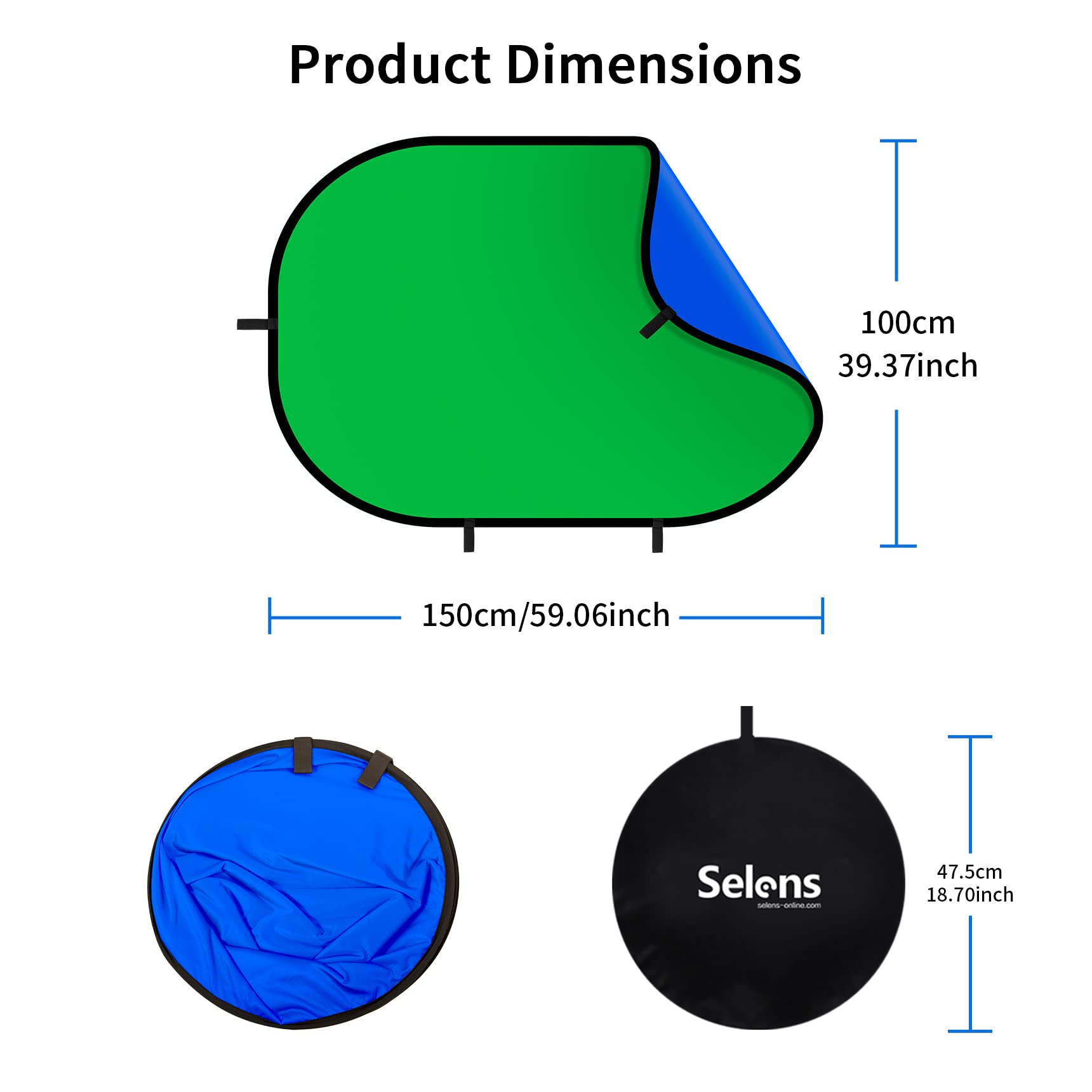Selens 59X39.3 Inches Green Screen Backdrop For Photography, 2 In 1 Collapsible Backdrop With Carry Bag For Youtube Videos Photo