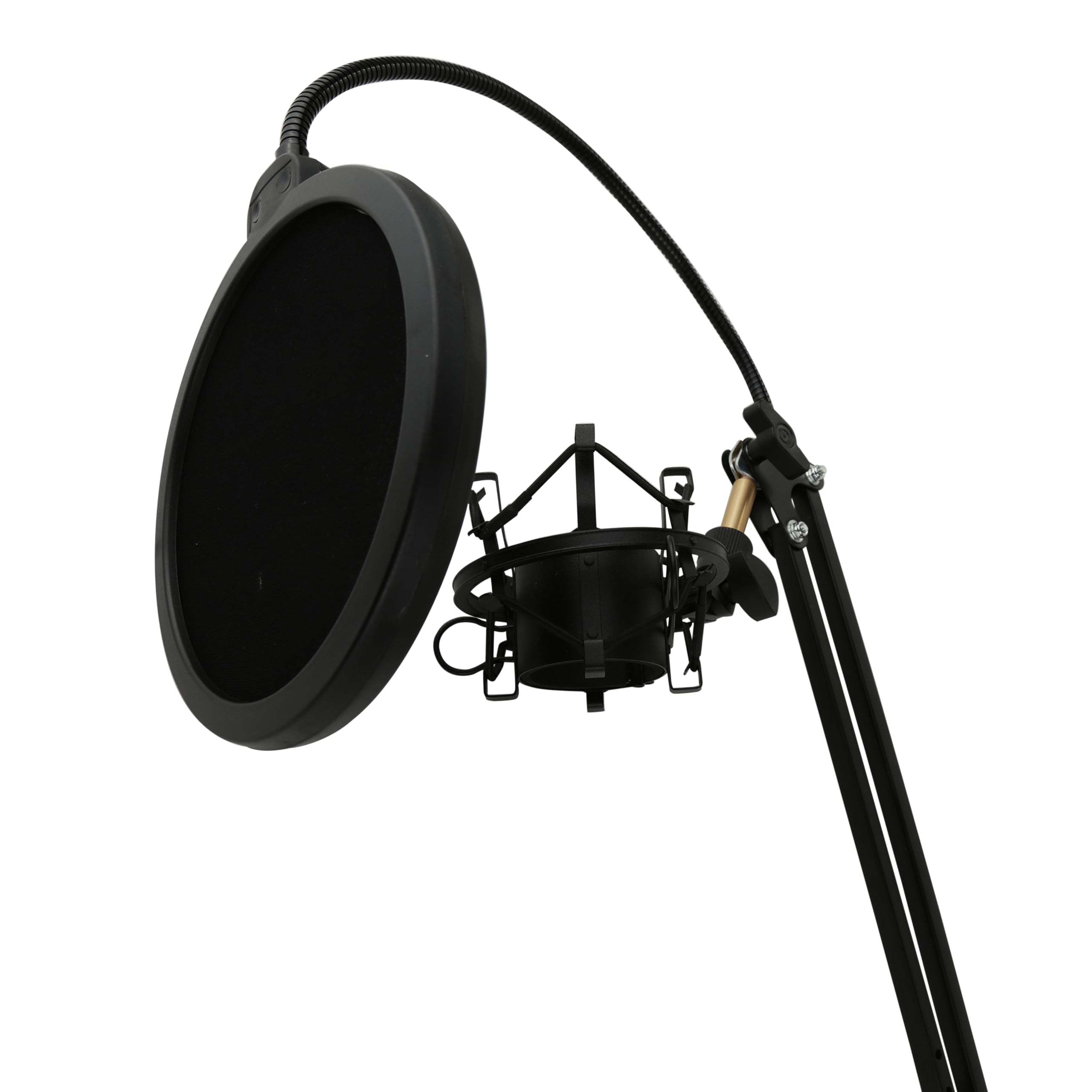 Pyle Microphone Boom Suspension Stand   Scissor Spring Arm Floor Mic Stand With Shock Mount & Pop Filter (Pmksh28),Black