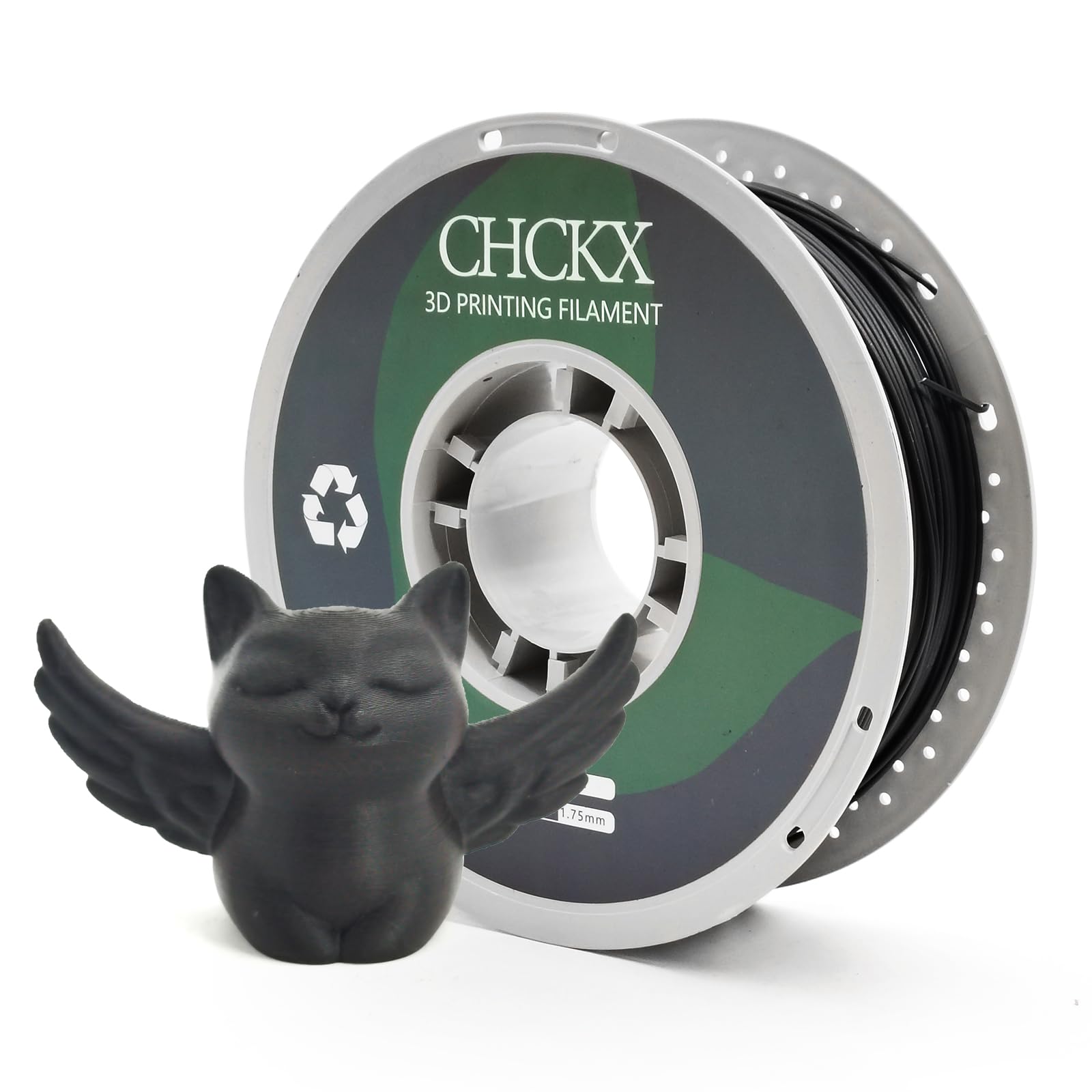 CHCKX Matte PETG 3D Printer Filament, Dimensional Accuracy +/- 0.03 mm, 1kg Spool(2.2lbs), 1.75 mm Fit for Most 3D Printers, Bla