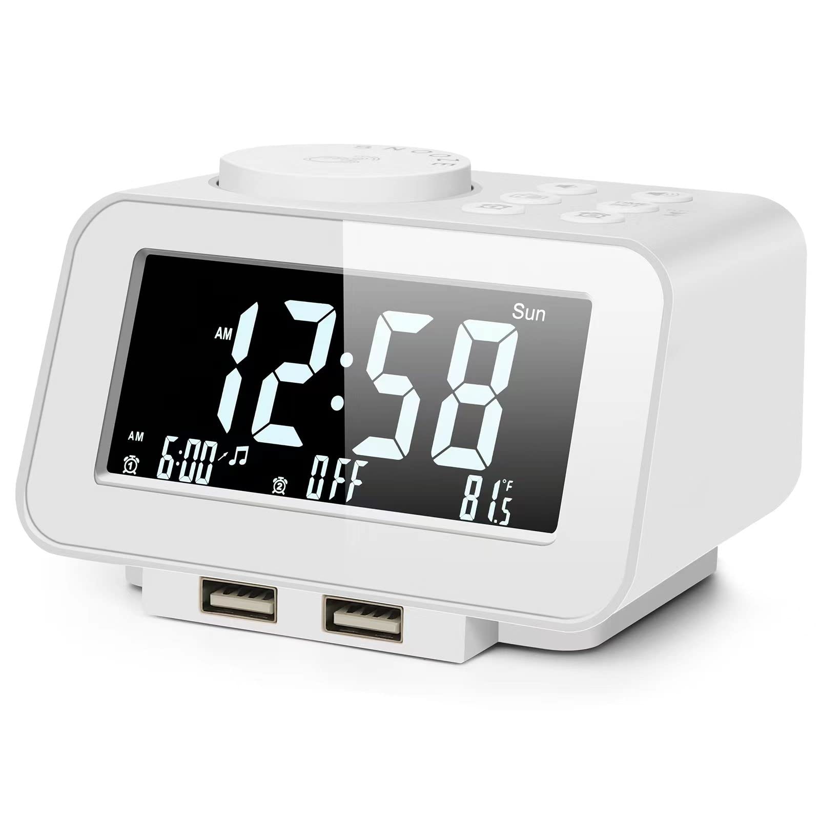 Uscce Digital Alarm Clock Radio   0 100% Dimmer, Dual Alarm With Weekday/Weekend Mode, 6 Sounds Adjustable Volume, Fm Radio W/Sl