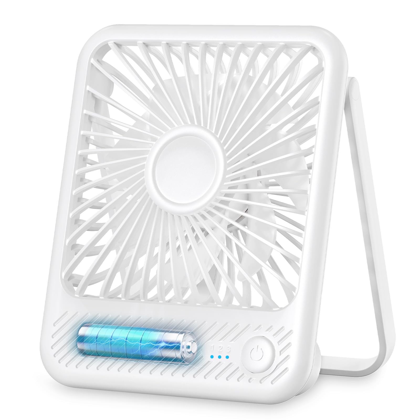 Koonie Desk Fan, Ultra Quiet 2.5 11H Battery Operated Small Usb Fan With Strong Wind, 180 Tilt Folding And 3 Speeds Adjustable,