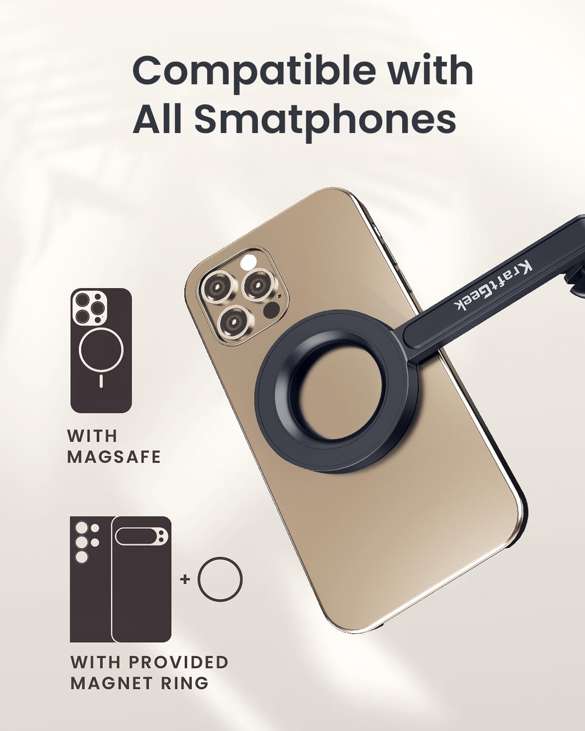 Kraftgeek Magnetic Tripod For Iphone, 64    Selfie Stick For Iphone Magsafe, Travel Tripod Stand With Remote For Cell Phone Vide