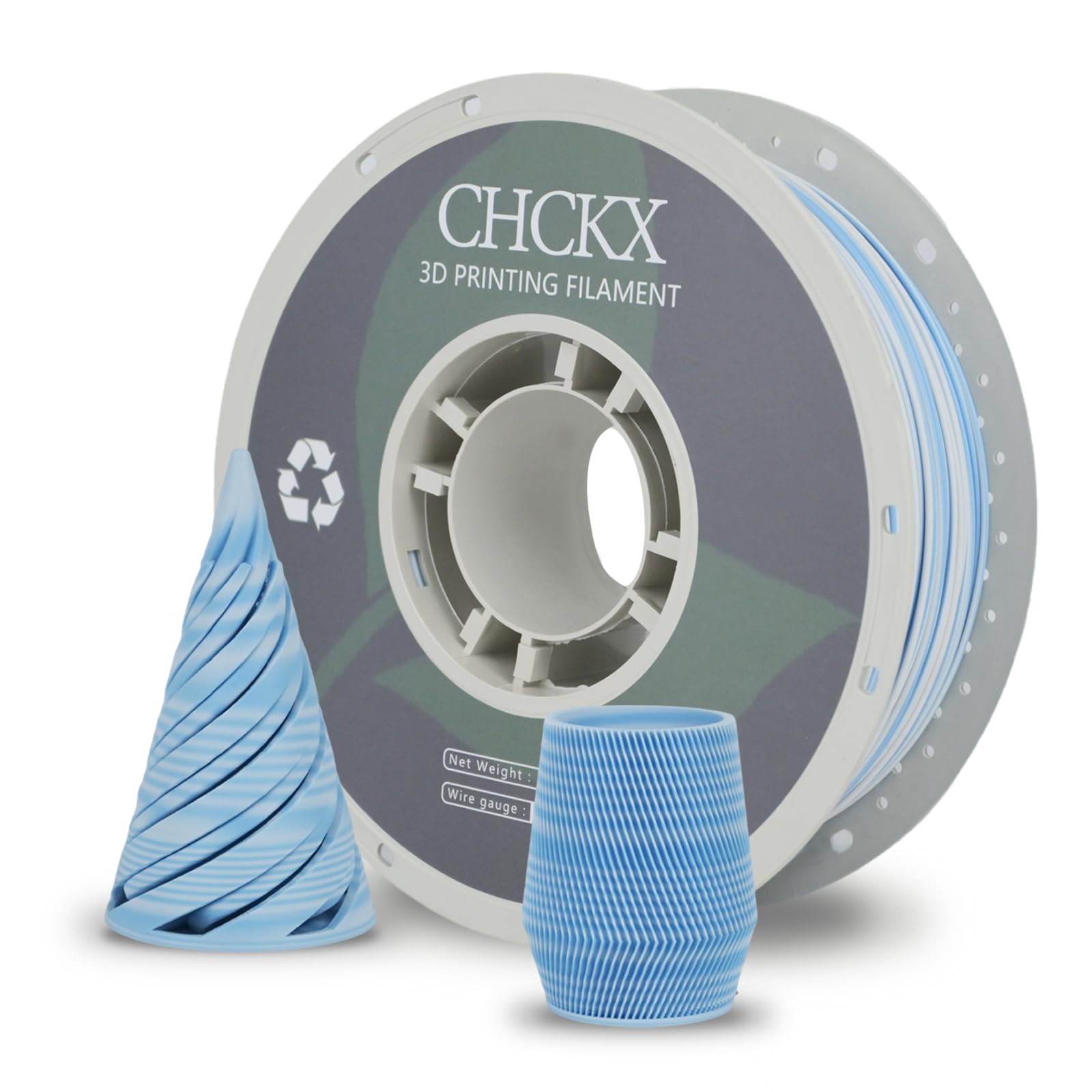 CHCKX PLA 3D Printer Filament, Dimensional Accuracy +/- 0.02 mm, 1 kg Spool(2.2lbs), 1.75 mm, Flipped Glacier Blue