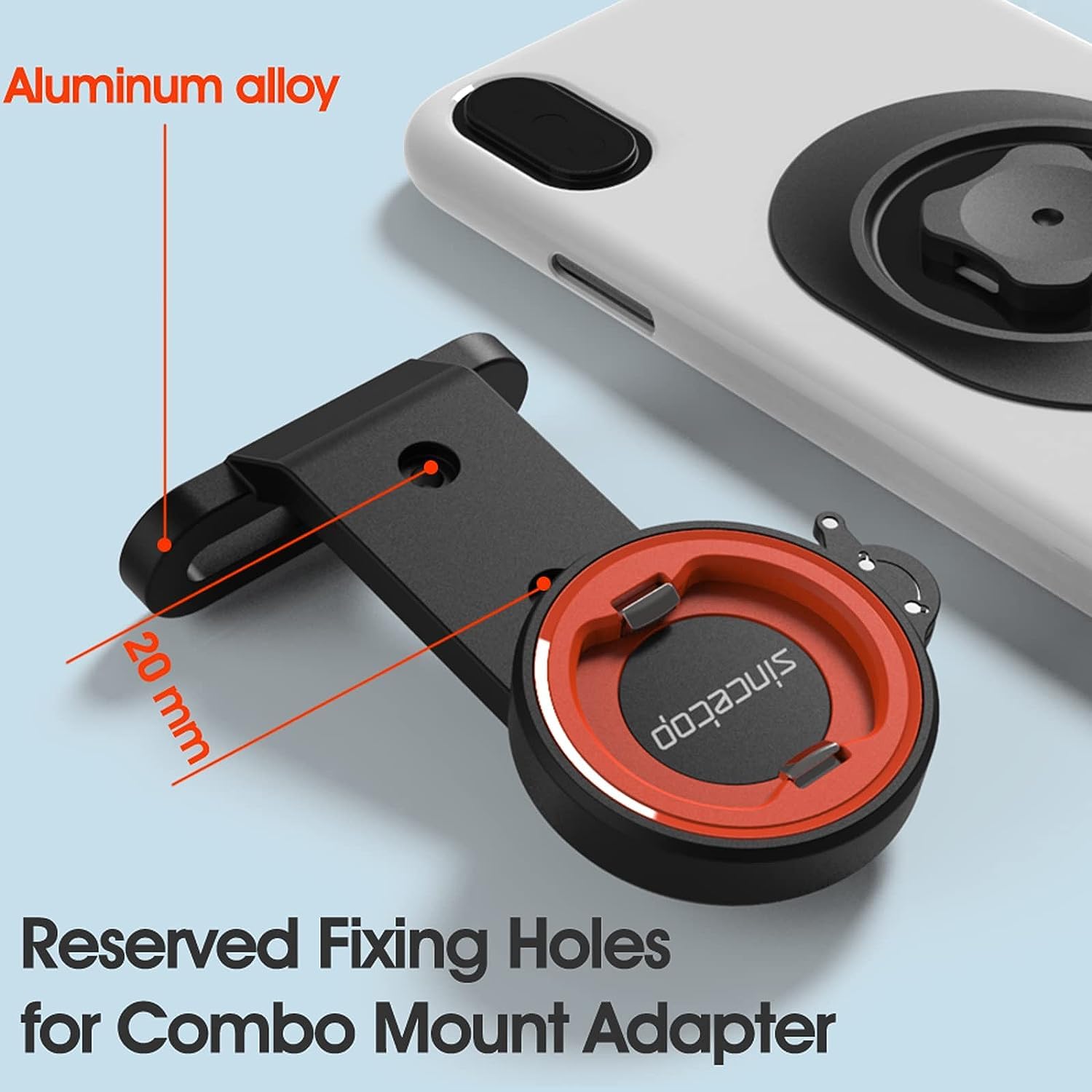 Sincetop Mountain Bike Phone Mount, Out Front Bcycle Cell Phone Holder - 1S Quick Lock And Release Aluminum Stem/Handlebar Phone