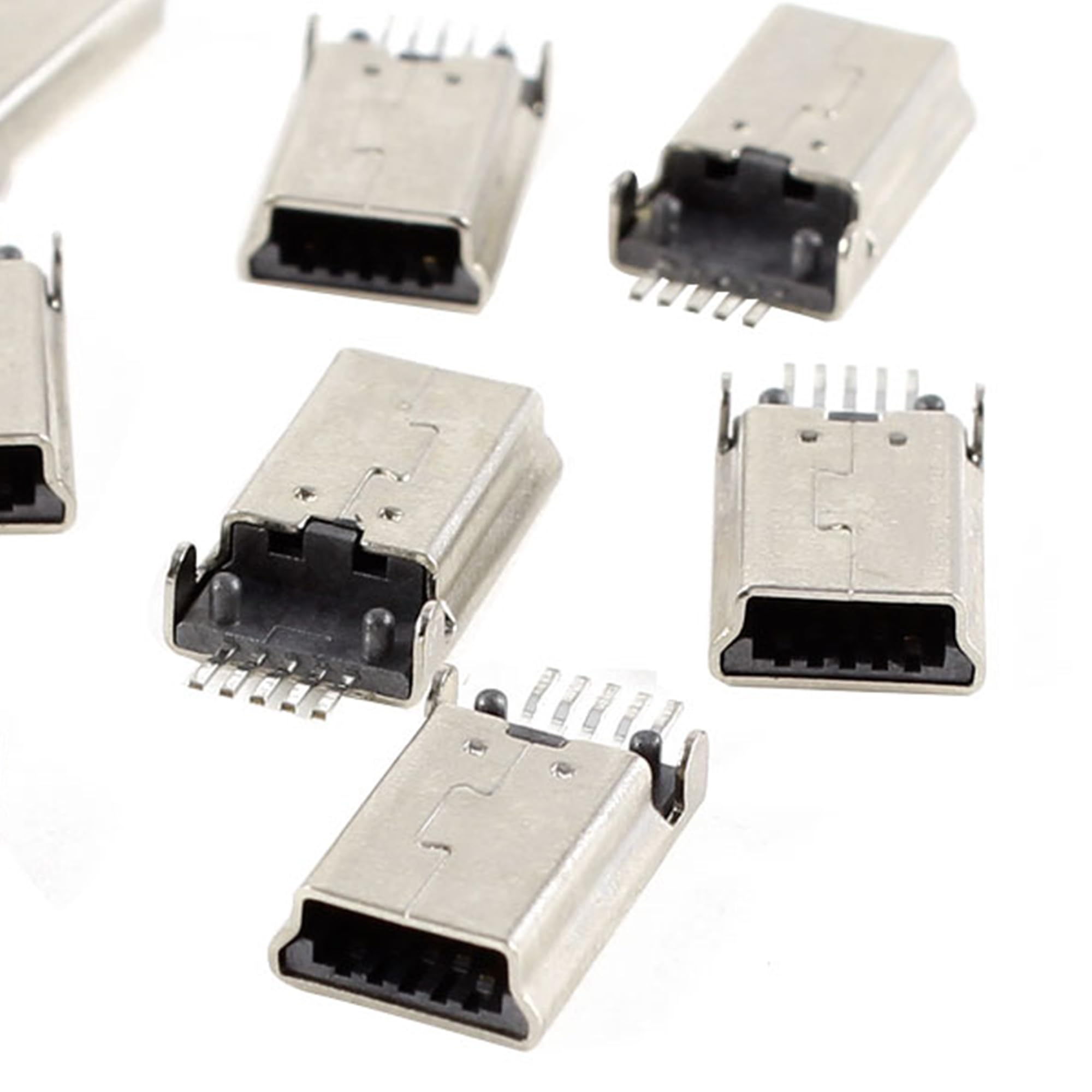 Uxcell 10 Pcs Mini Usb Type B Male Socket 5 Pin 180 Degree Smt Solder Jack Connector Adapter