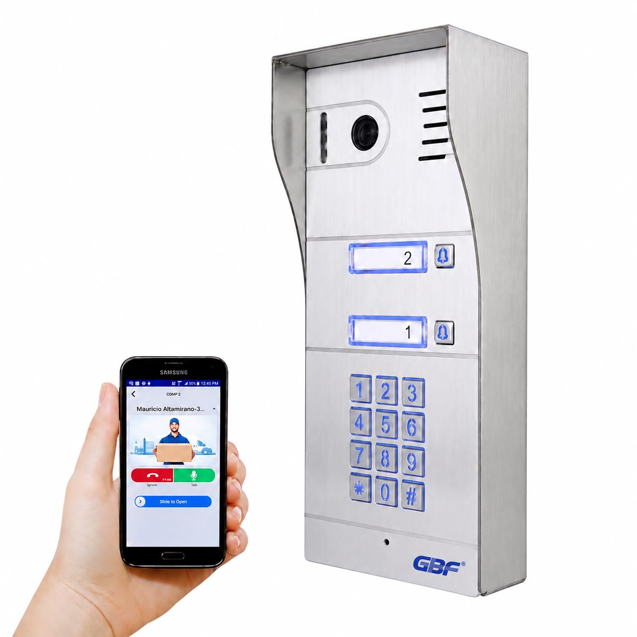 GBF Smart Full IP Video Door Station/Smart Video Intercom System for 2 Unit Apartment (GBF-PL963PM2U-POE)- 1080P Camera, Built i
