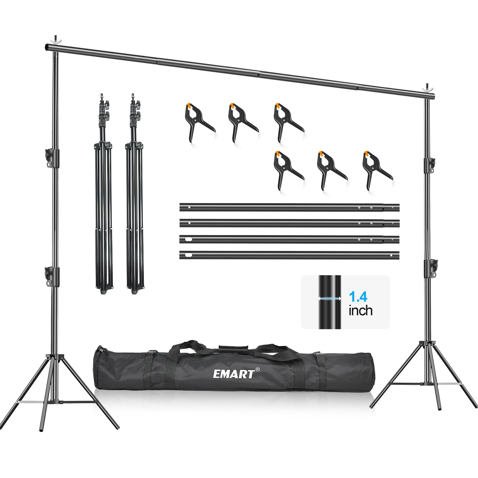 Emart Heavy Duty Backdrop Stand, 7 X 10Ft Adjustable Photo Backdrop Stand Kit Photography Background Support System For Photosho