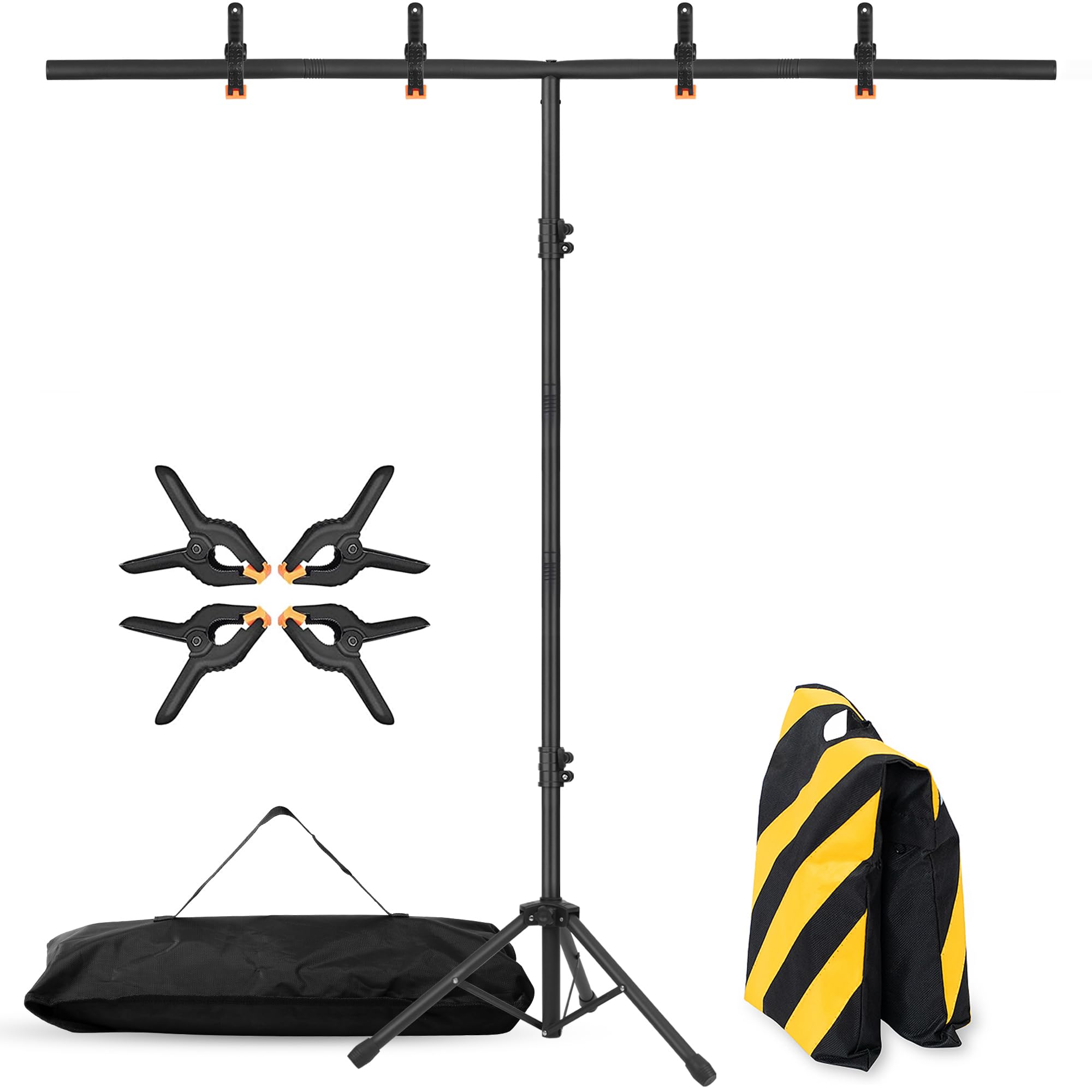 Coliflor T Shape Portable Backdrop Stand, 6.5X3.2Ft Adjustable Photo Background Stand Kit, Sturdy Small Back Drop Holder With 4