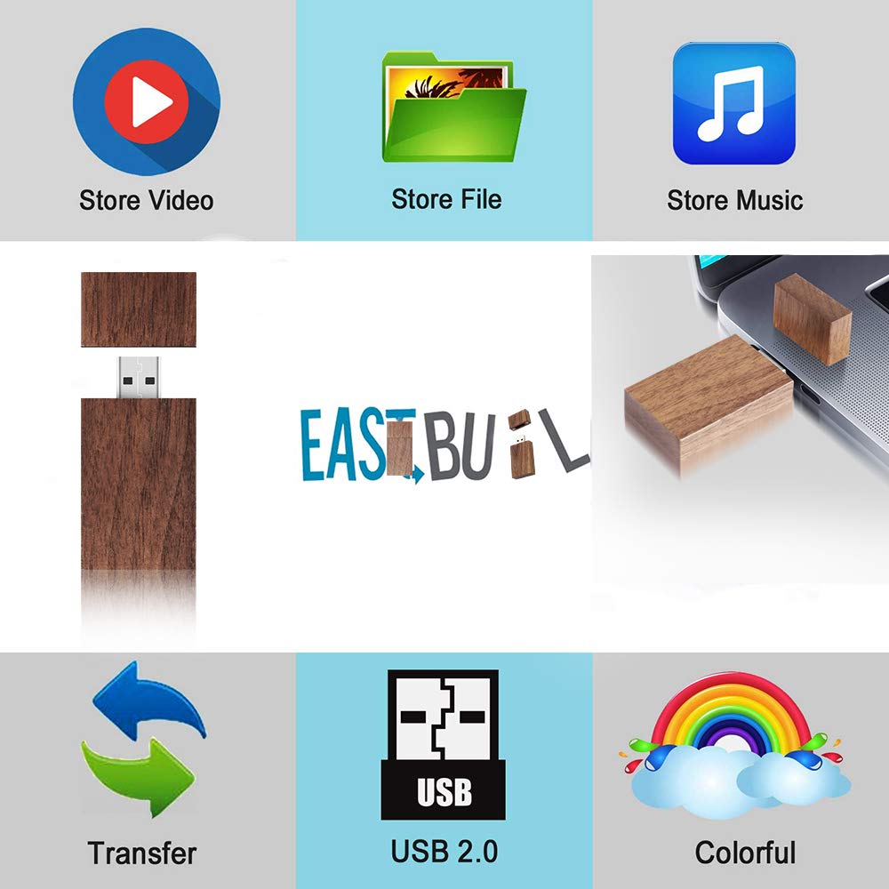 4Gb Wooden Flash Drives 20 Pack, Eastbull Walnut Wooden Thumb Drives Pack Bulk Flash Drives Pack High Speed Usb 2.0 For Storage (Dark Brown)
