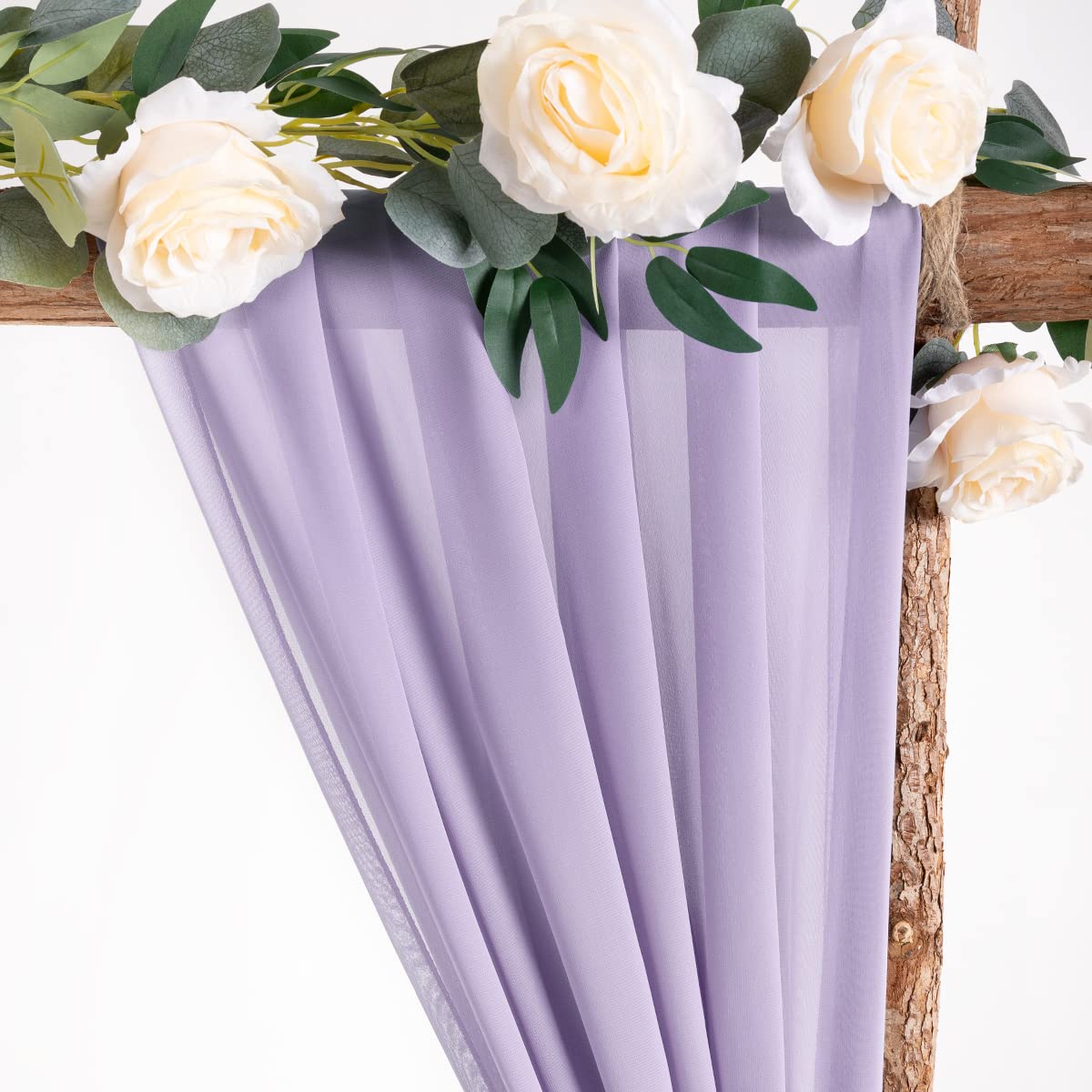 Socomi Wedding Arch Draping Fabric 2 Panels 29'' X 19Ft Lavender Purple Sheer Chiffon Curtain Drapes 6 Yards For Wedding Ceremon
