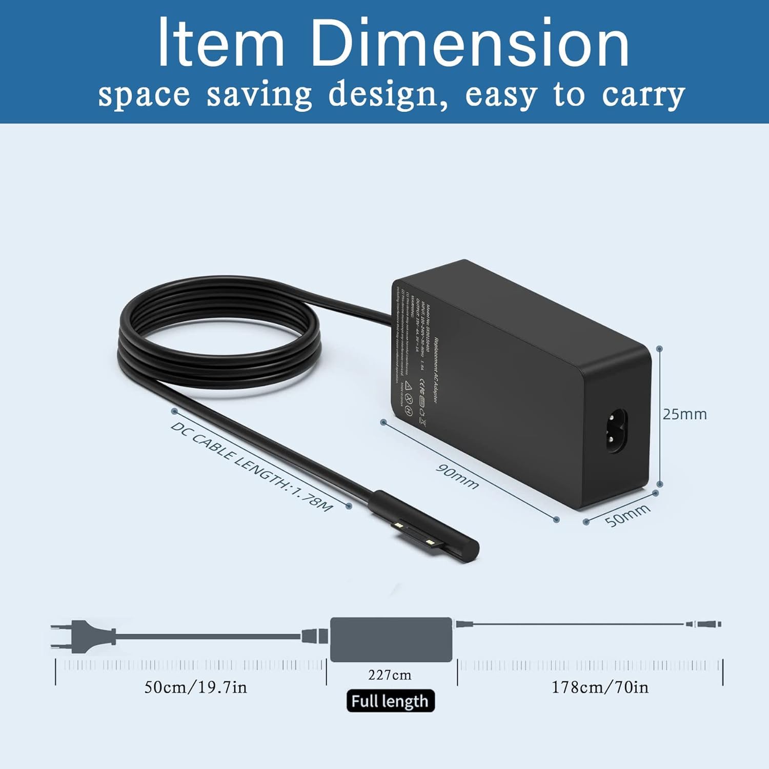 Surface Pro Charger 65W, Surface Charger For Microsoft Surface Pro 11, 10, 9, 8, 7+, 7, 6, 5, 4, 3, X, Windows Surface Laptop 6, 5, 4, 3, 2, 1, Surface Go Tablet, Surface Book 3, 2, 1 Power Supply