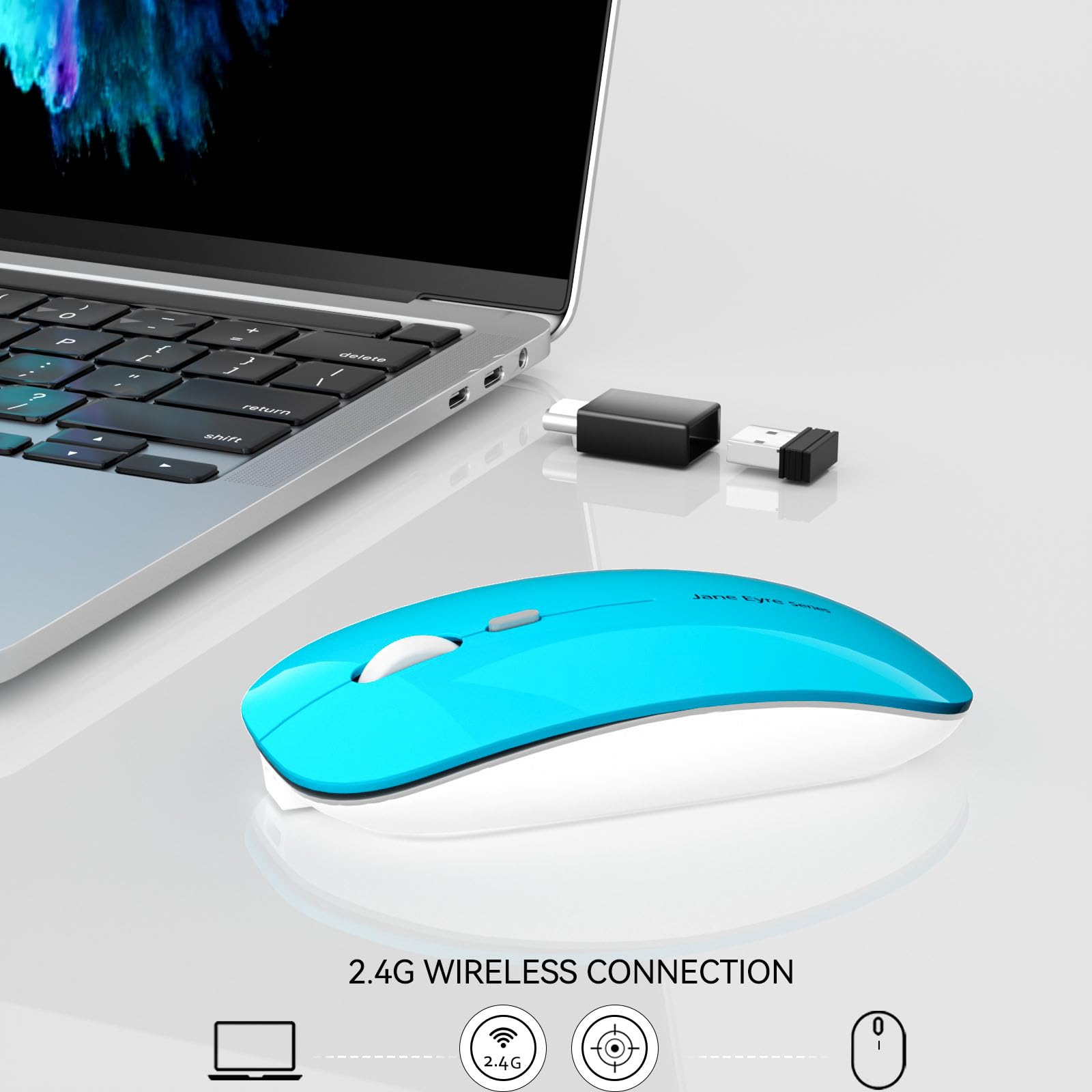 Uciefy Q5 Slim Rechargeable Wireless Mouse, 2.4G Optical Silent Ultra Thin Wireless Computer Mouse With Usb Receiver And Type C