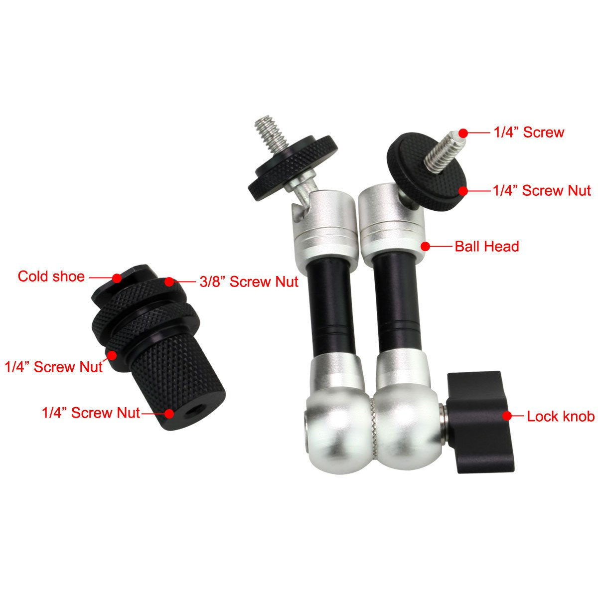 Haoge 7'' Inch Adjustable Friction Articulating Magic Arm For Dslr Rig Camera Lcd Monitor Led Light Flash Lights Microphone Tpca