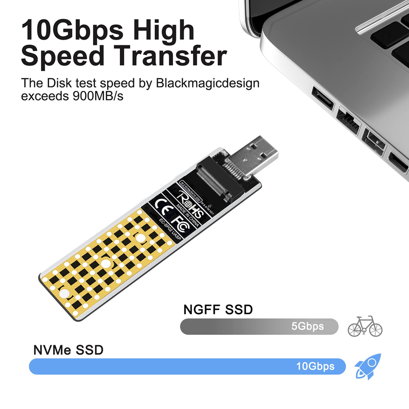 Anyoyo M.2 To Usb Adapter, Nvme To Usb Adapter M.2 To Usb 3.1 Adapter 10 Gbps Converter Reader Compatible With M.2 Nvme/Sata(Ngf