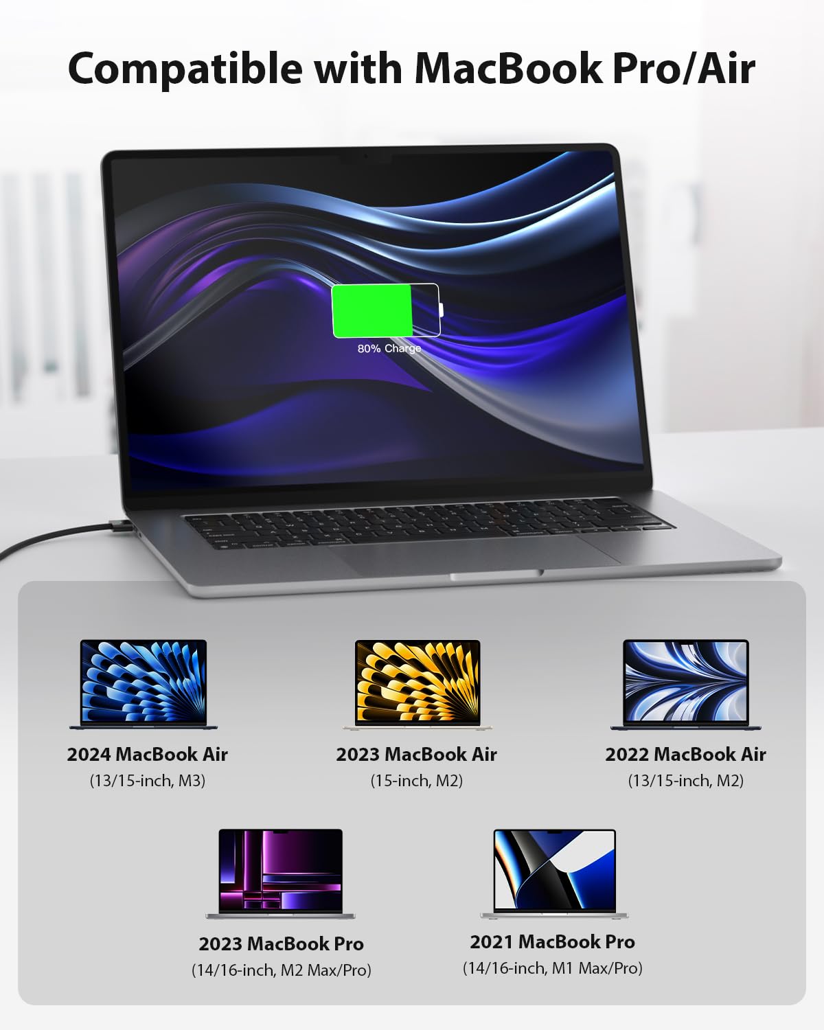 140W Usb C To Magnetic 3 Cable For Macbook Charger, 6.6Ft Nylon Braided For Macbook Pro (14/16 Inch, 2023), Macbook Pro (14/16 I