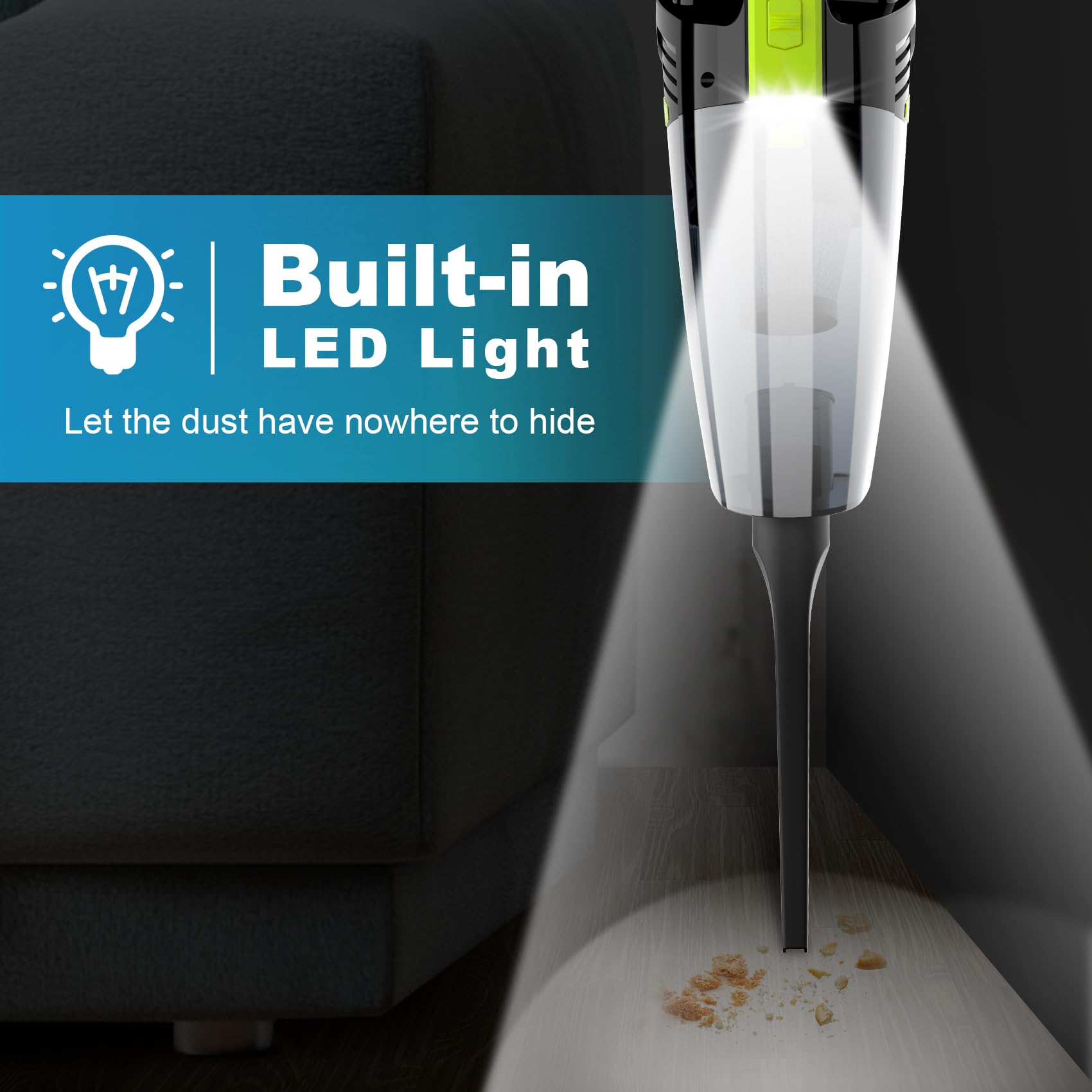 Cordless Car Vacuum Portable Handheld Vacuum With Led Light, High Power Suction, Lightweight Rechargeable Hand Vacuum, Hand Held