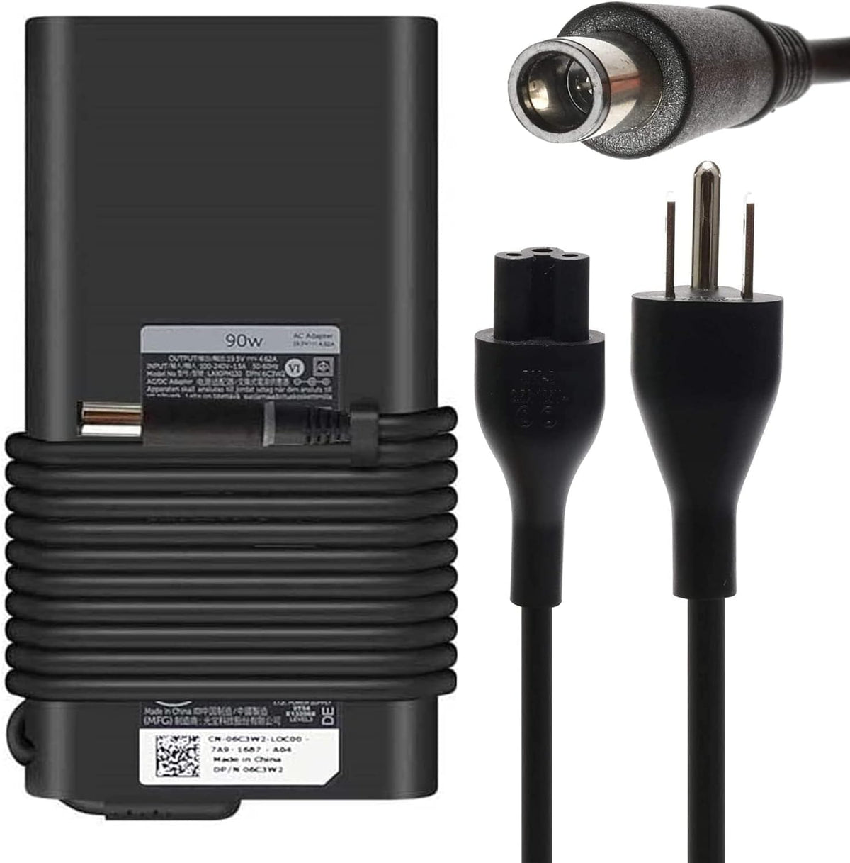 19.5V 4.62A 90W Ac Charger Fit For Dell Latitude E5420 E6520 E6530 E7240 E7440 E6440 E5411 6C3W2 06C3W2 Inspiron 13 17 La90Pm130 7.4Mm*5.0Mm Laptop Power Adapter Supply Cord