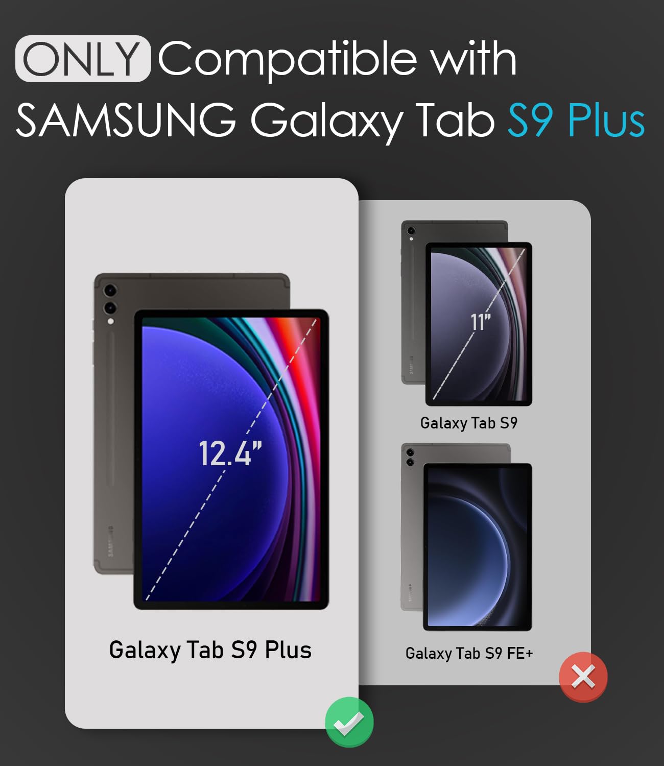 Nillkin For Samsung Galaxy Tab S9 Plus 12.4'' Case With Detachable Keyboard, 7 Color Backlit, Multi Touch Trackpad, S Pen Holder