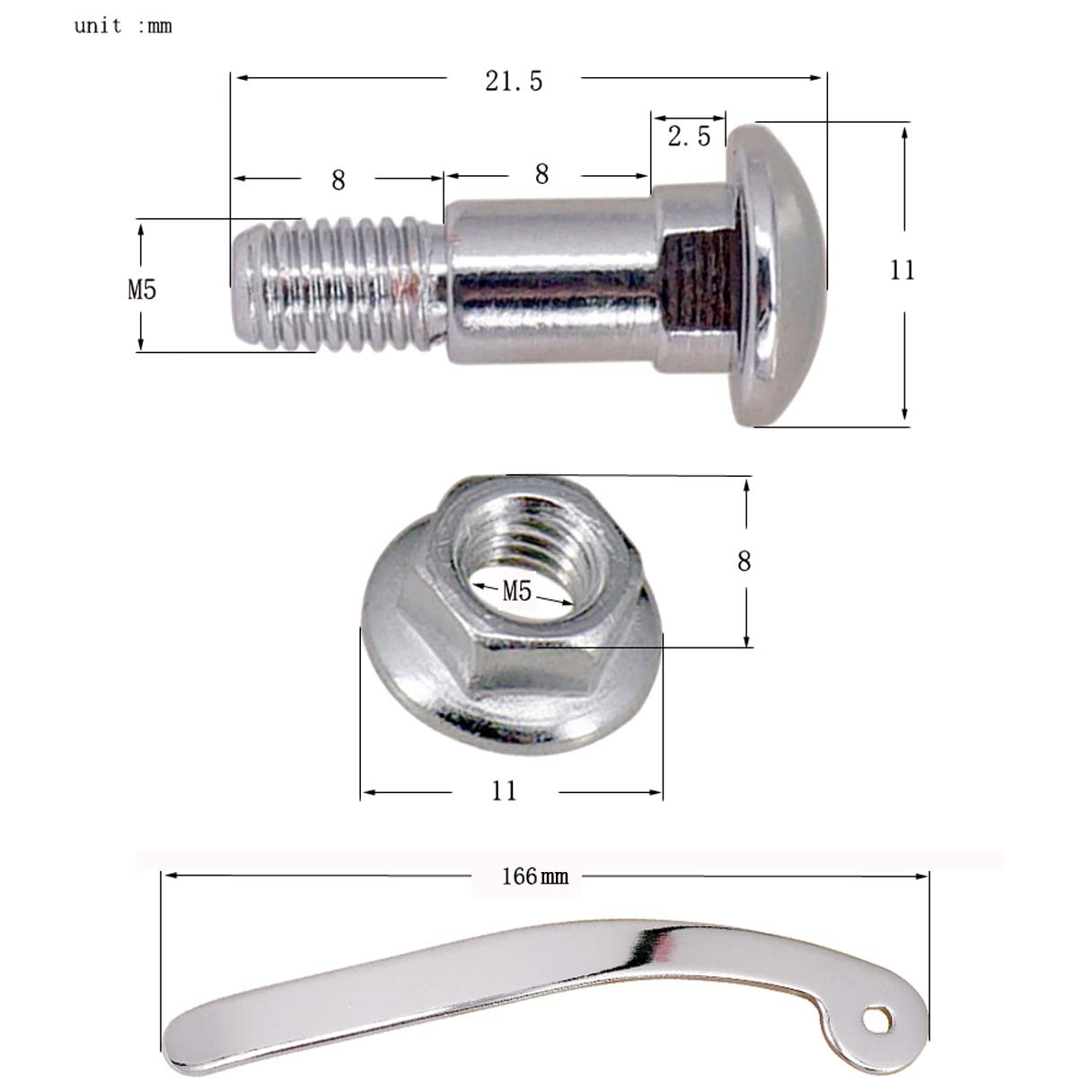 Ruijotwat Tremolo Vibrato Bridge Tailpiece Parts Crank Handle Screw For Gibson Bigsby Guitar Silver