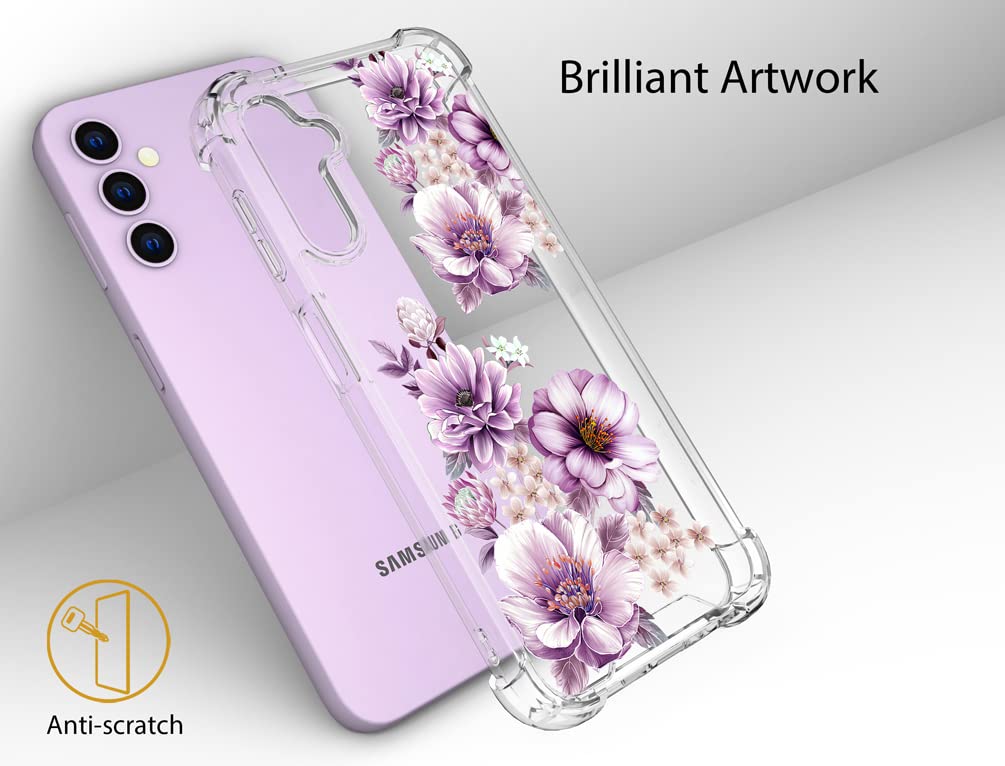 Topgraph Case Clear Floral Flower Cute For Women Girly Designer Girls For Galaxy S23 Plus, Phone Case Floral Design Compatible W