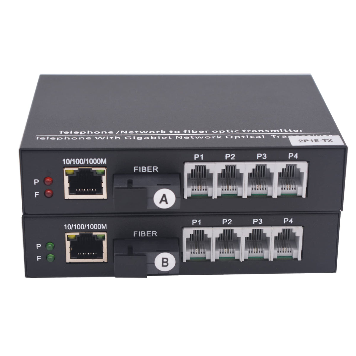 Wekuant 2 X Pots Extender Rj11 Telephone And Gigabit Ethernet Over Fiber Optic - 10/100/1000Mbps Rj45 Over Fiber Optic Extender,