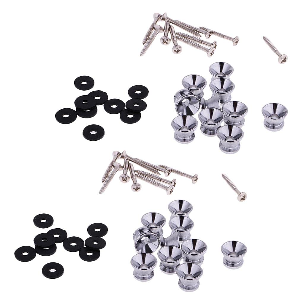 VELURA 20 Pieces Acoustic Guitar Strap Locks Straplocks Button for Electric Bass|20 Pieces Strap Lock Buttons with Ring Screw|St