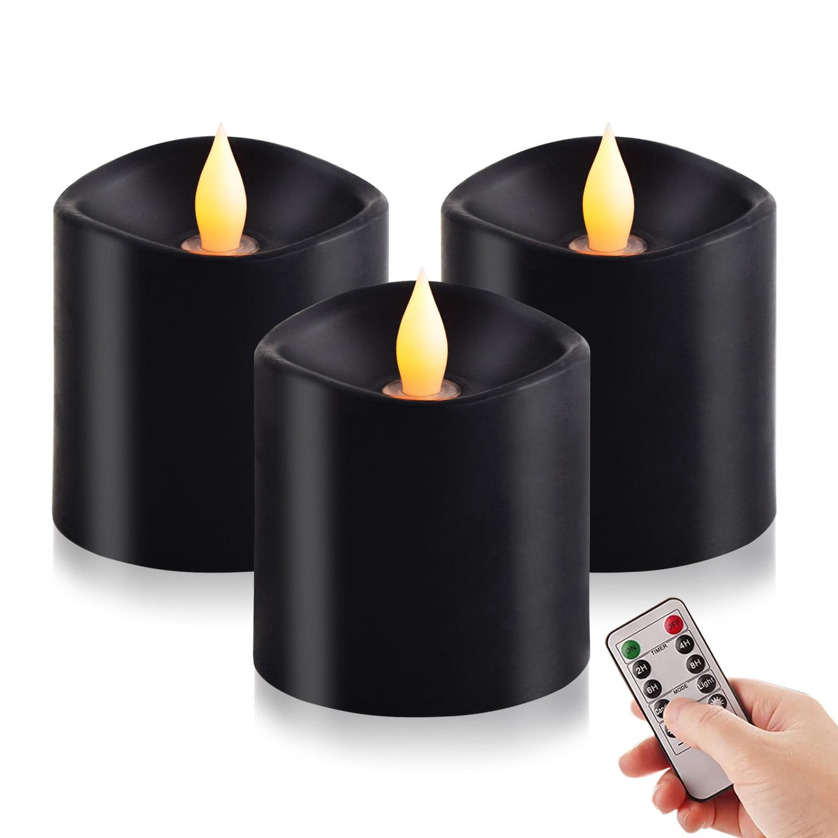 Asldoiweh 3X3 Flickering Flameless Candles Set Of 3, 2Aa Battery Life 600 Hours Battery Candles Flickering With Timer, 3 Inch Fl