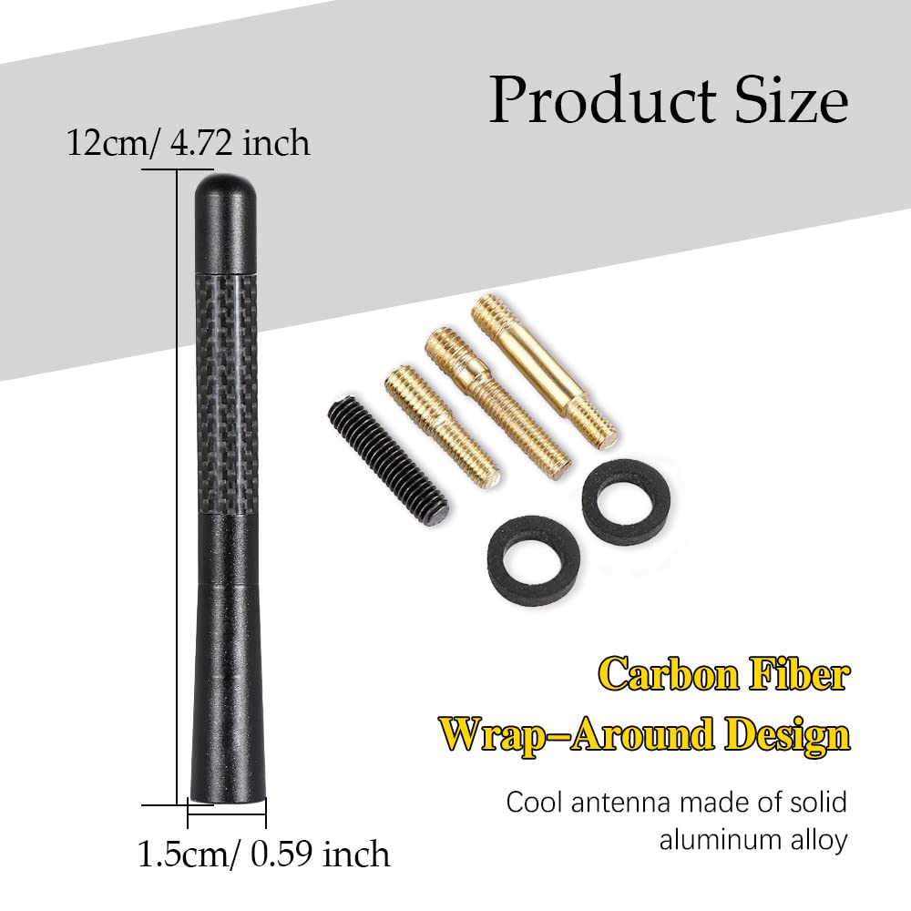 4.7 Inch Carbon Fiber Short Automotive Antenna, Short Carbon Fiber Radio Antenna, Carbon Fiber Antenna, Universal Car Antenna Re