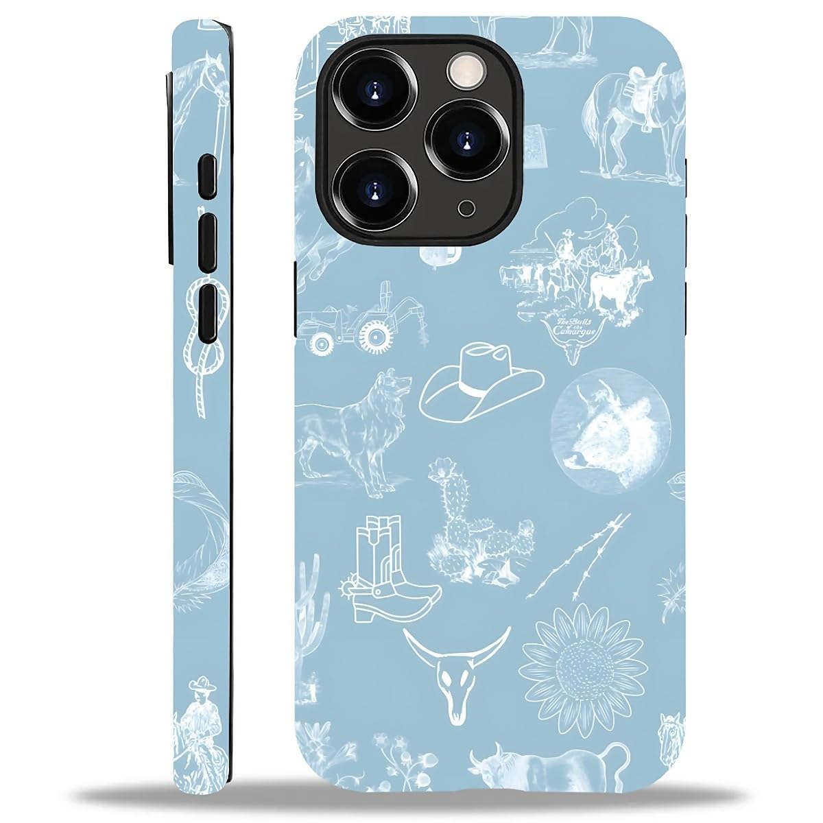 Akinmi Case For Iphone 11 Pro Max,Blue Shadow Horse Exquisitely Pattern Double Protective Phone Cover Cases Soft Silicone For Ip