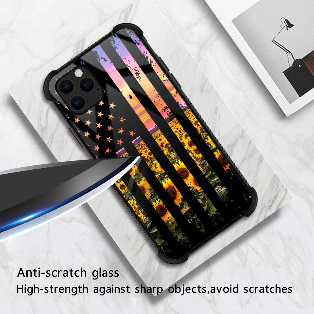 ZHEGAILIAN iPhone 12 Pro Max Phone Case Sunflower Flag Pattern Organic Glass TPU 6.7 inch