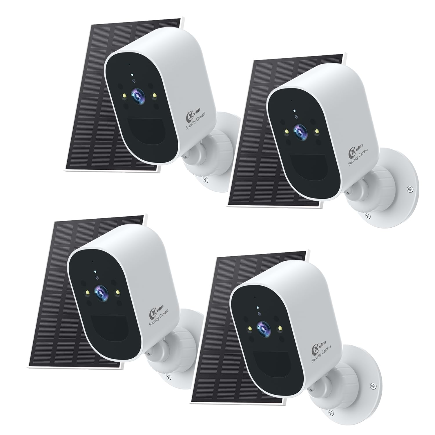 Xvim 4Pack Solar Camera Outdoor Wireless, 2Mp Battery Powered Camera Wireless Outdoor, 2.4Ghz Wifi, Night Vision, Ai Detection, Sd/Cloud