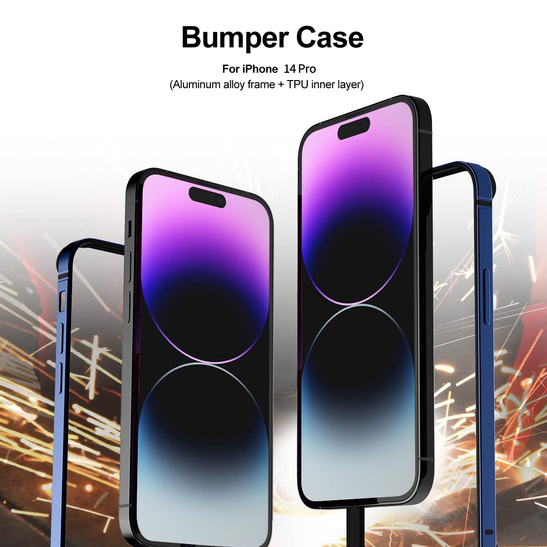 Eastcoo Slim Metal Bumper Case for iPhone 14 Pro 6.1 inch - Wireless Charging Compatible, Royal Blue