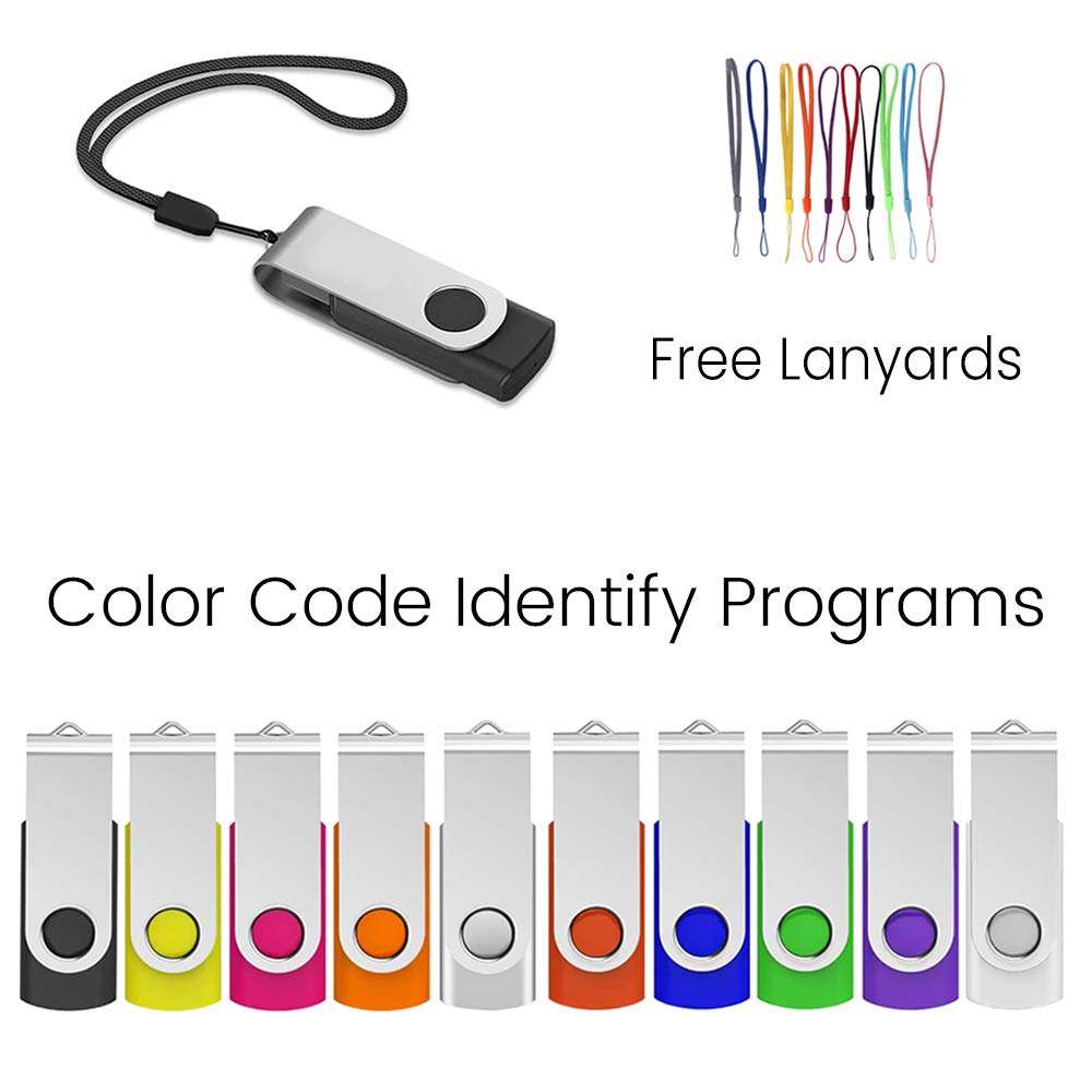 Usb 32Gb Flash Drive 10 Pack, Ablaze Usb 2.0 Memory Stick With Lanyards Swivel Thumb Drives Bulk Usb Drive 32Gb Pendrive Jump Dr