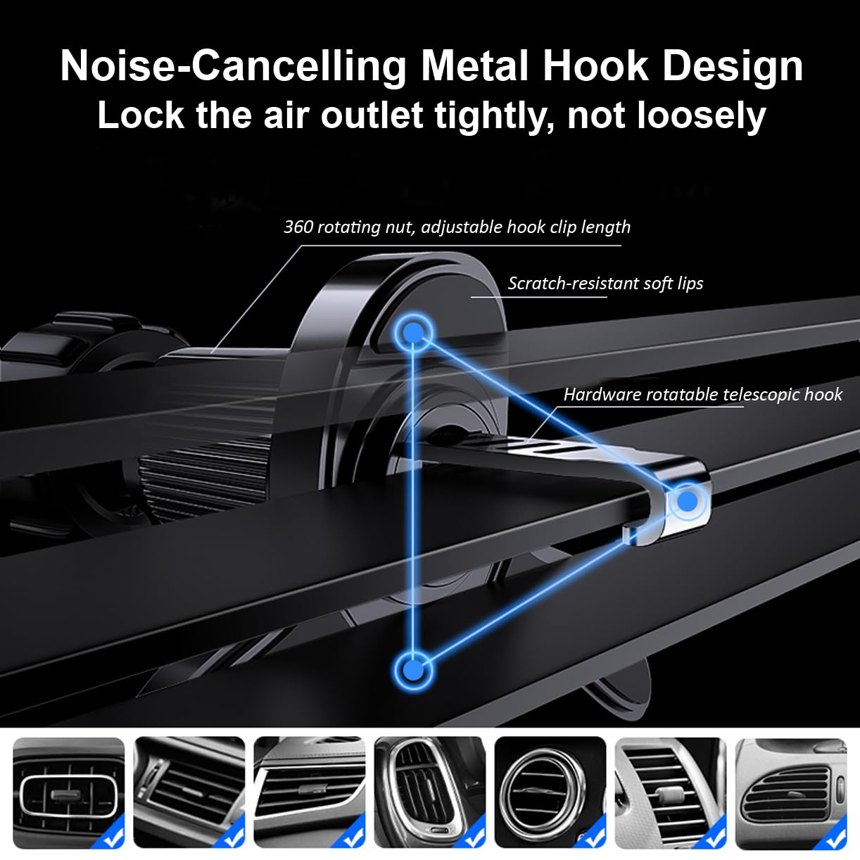 Mizi 2025 Mag-Safe Car Mount [17X N52 Magnets] Magnetic Phone Holder With 360 Rotation & Folding Hook Clip, Easy Install Air Ven