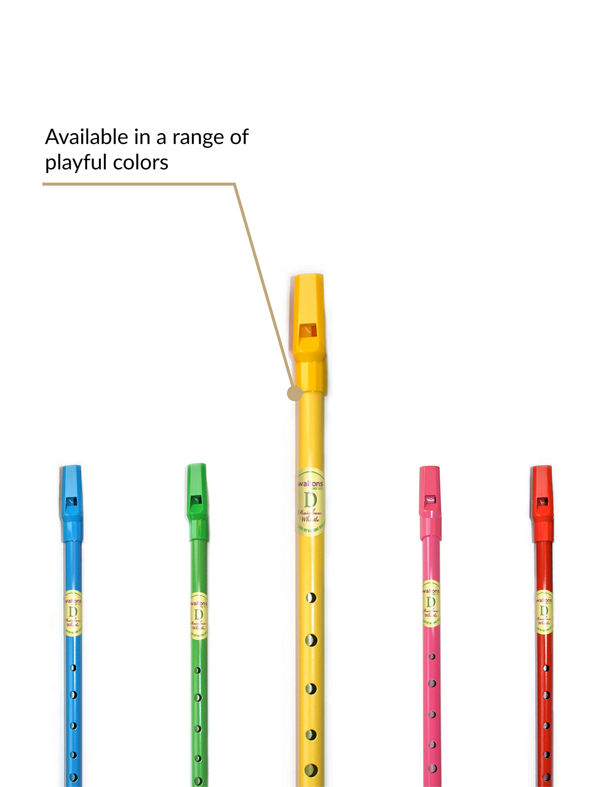 Waltons Rainbow Whistle Yellow - Fun & Colorful Tin Whistle - Key Of D - Irish & International Instrument - Perfect For Beginner