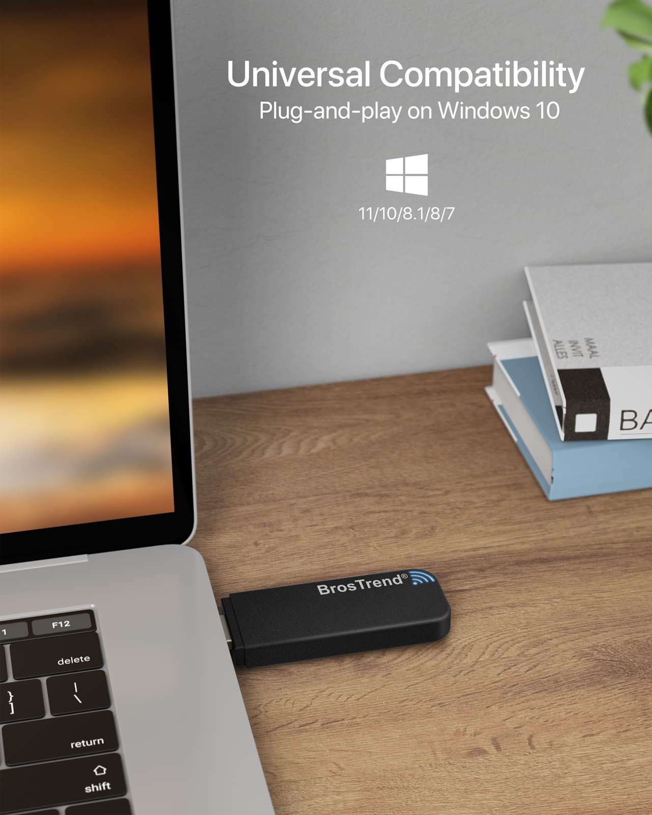 Brostrend 1200Mbps Usb Wifi Network Adapter For Laptop, Desktop Pc Of Windows 11/10/8/7, Usb 3.0, Wireless Adaptador Ac1200 Dual