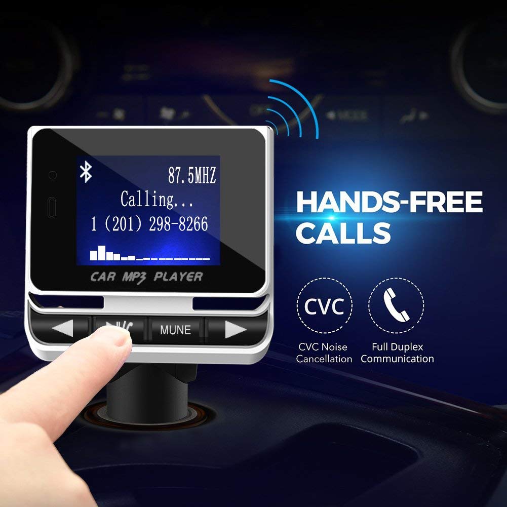 Bluetooth Fm Transmitter For Car, Wireless Car Radio Adapter With 1.4'' Color Screen For Hands Free Calls Support Usb Charger Si