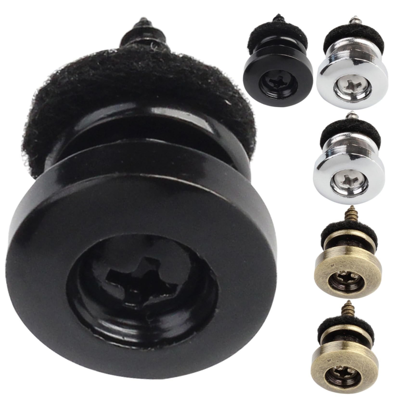HANABASS 6pcs Guitar Strap Buttons Locking System AntiSlip Electric Acoustic Bass Strap Locks Sturdy Screws